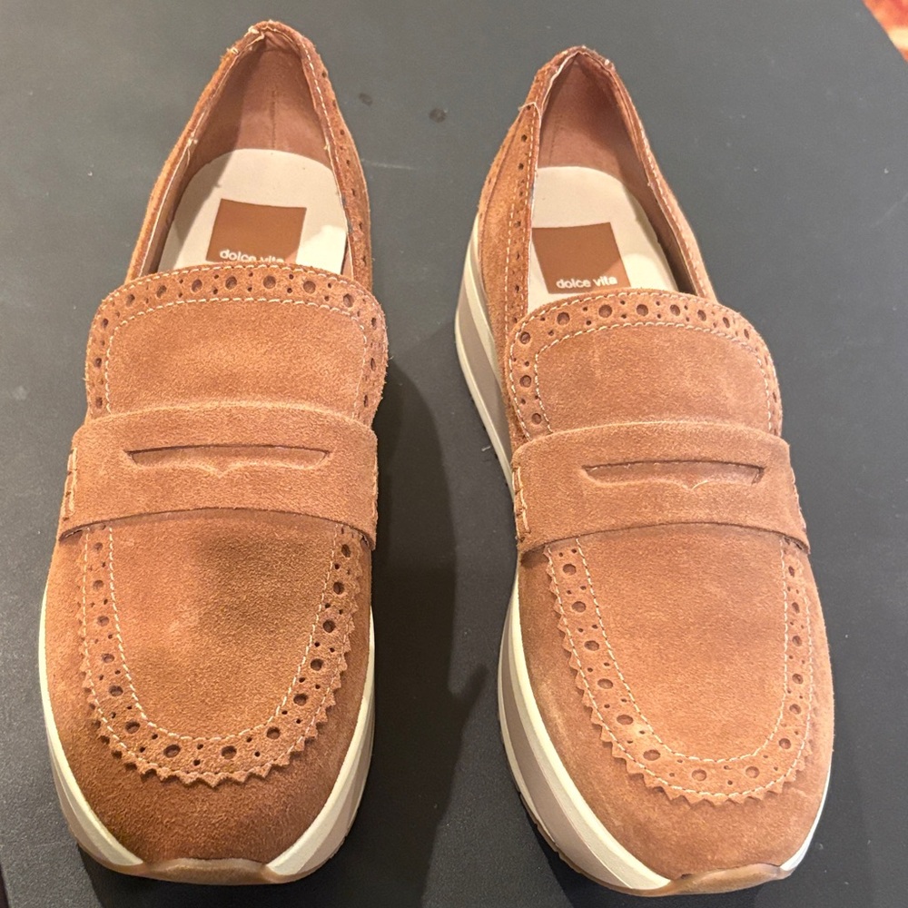 Dolce Vita Brown Suede Platform Loafers